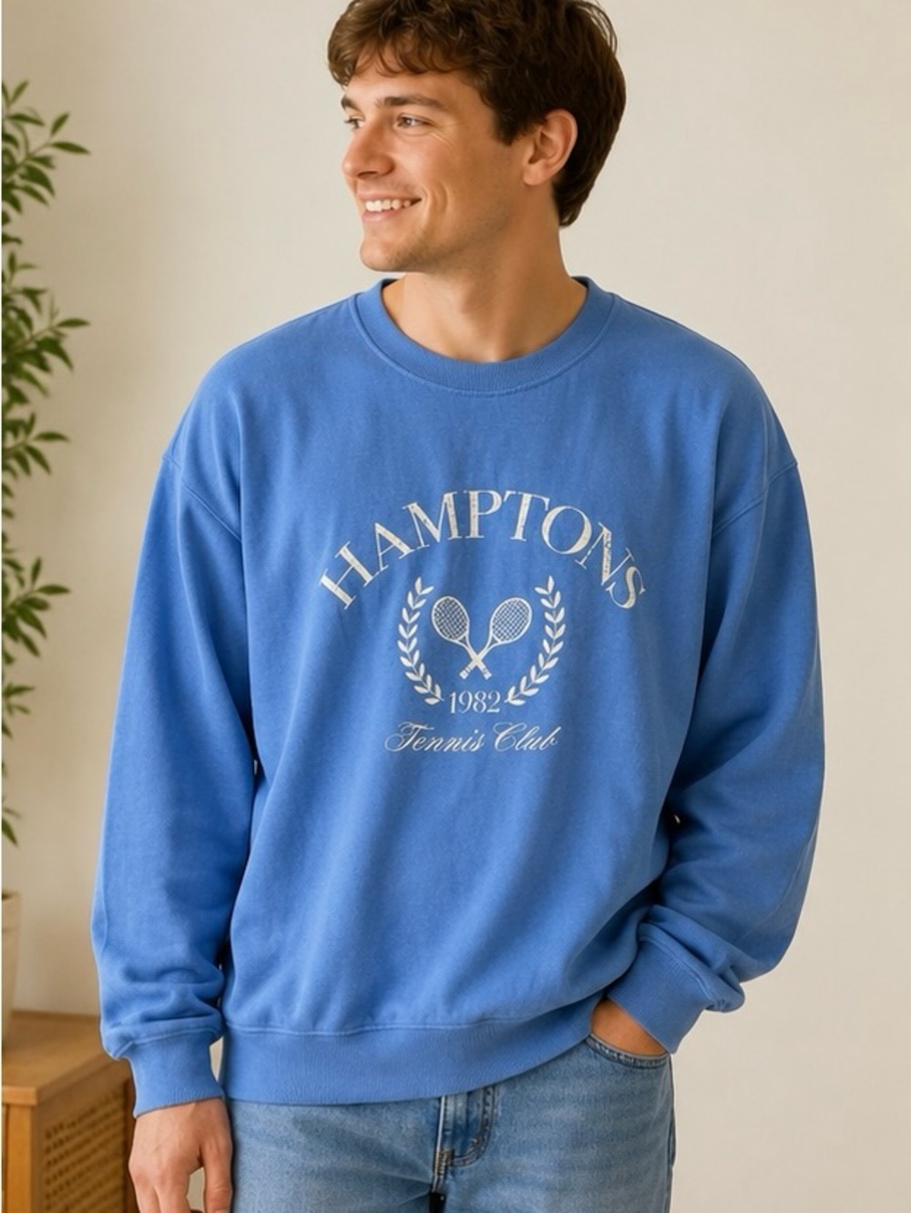 Vintage Hamptons Tennis Club Crewneck Sweatshirt Blue XXL